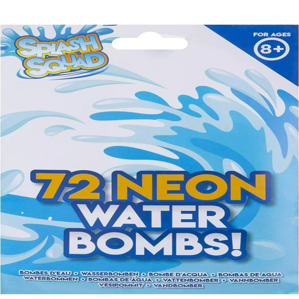 72 NEON SPLASH COLOURED WATER BOMBS BALLOONS