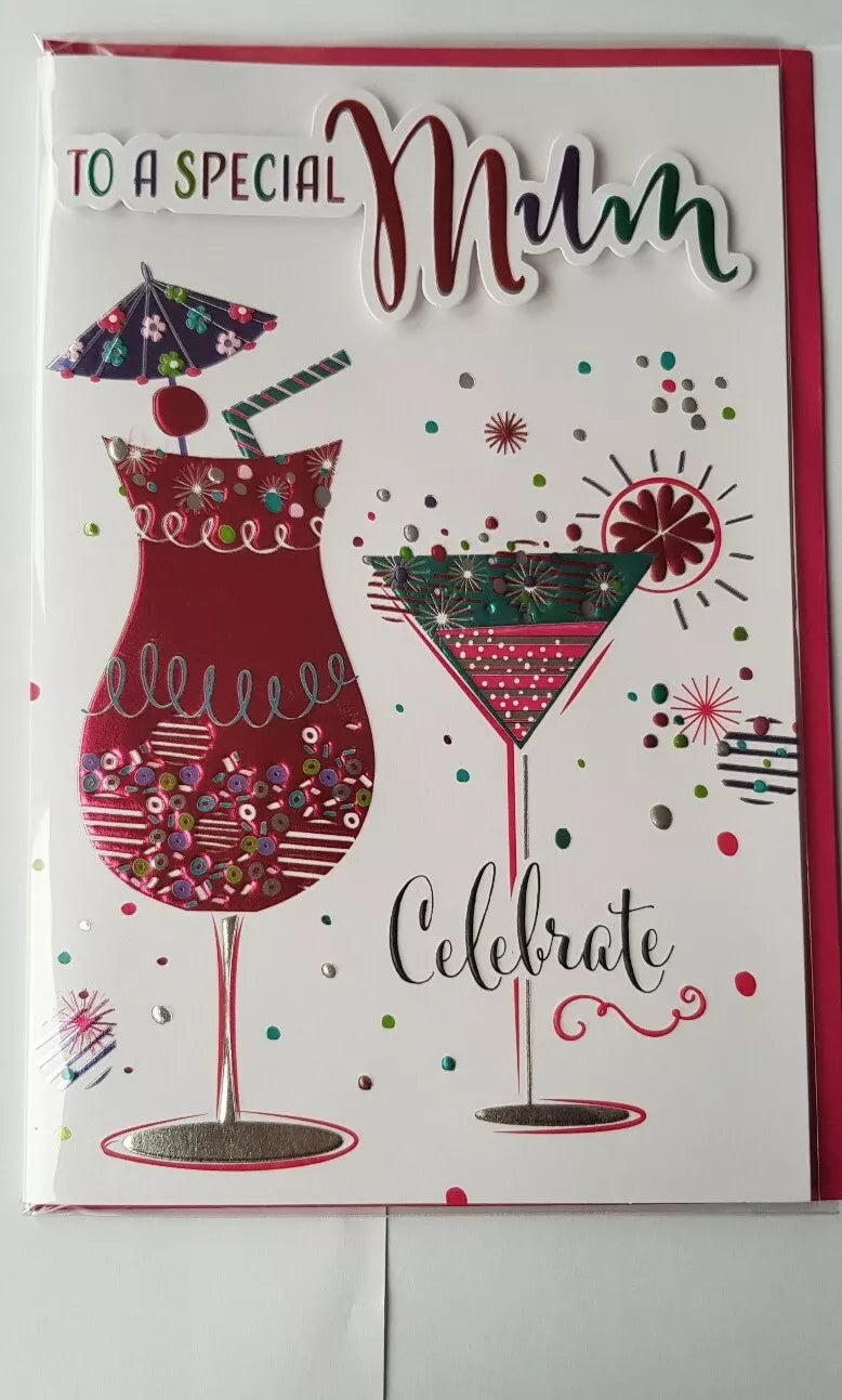 HAPPY BIRTHDAY MUM GREETING CARD - To A Special MUM - Size 24x15cm