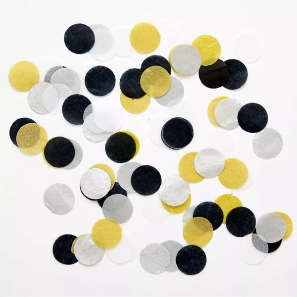 Black, Silver & Gold Tissue Paper Confetti – 10g Table Scatter Decoration for Parties, Weddings & Balloons