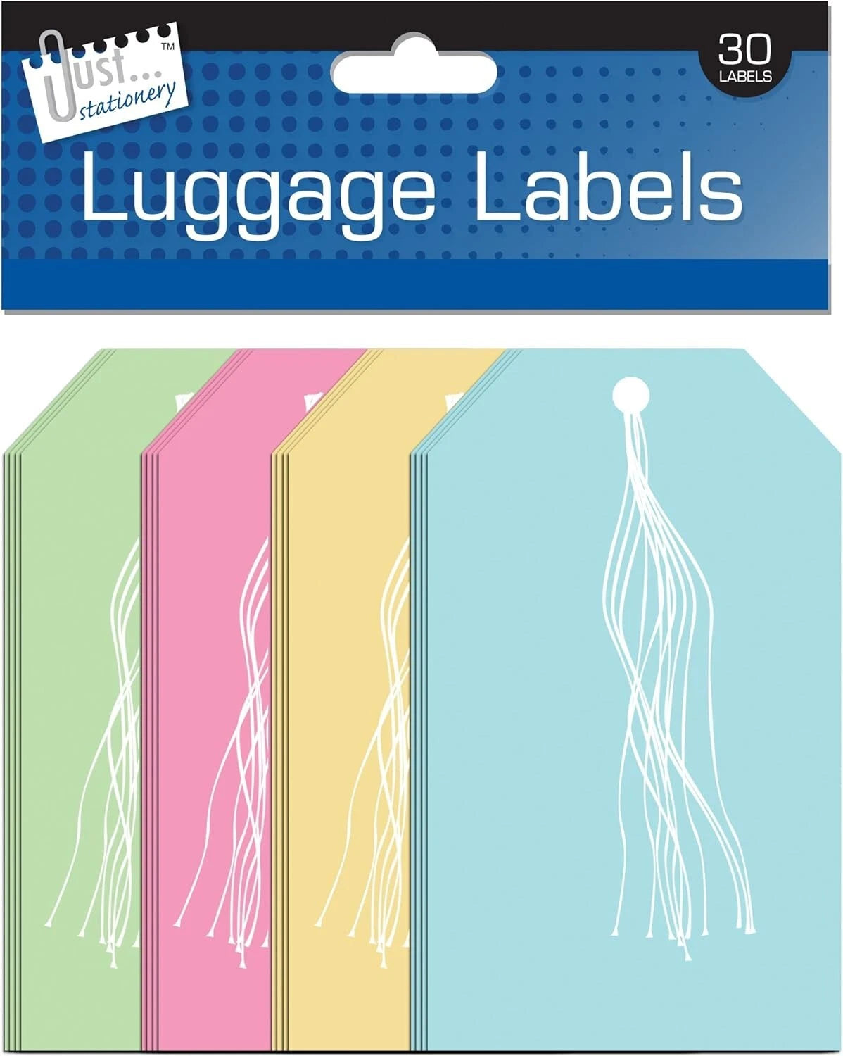 Luggage Tags 135x75mm Pack of 30 Just Stationery Travel Labels with Strings