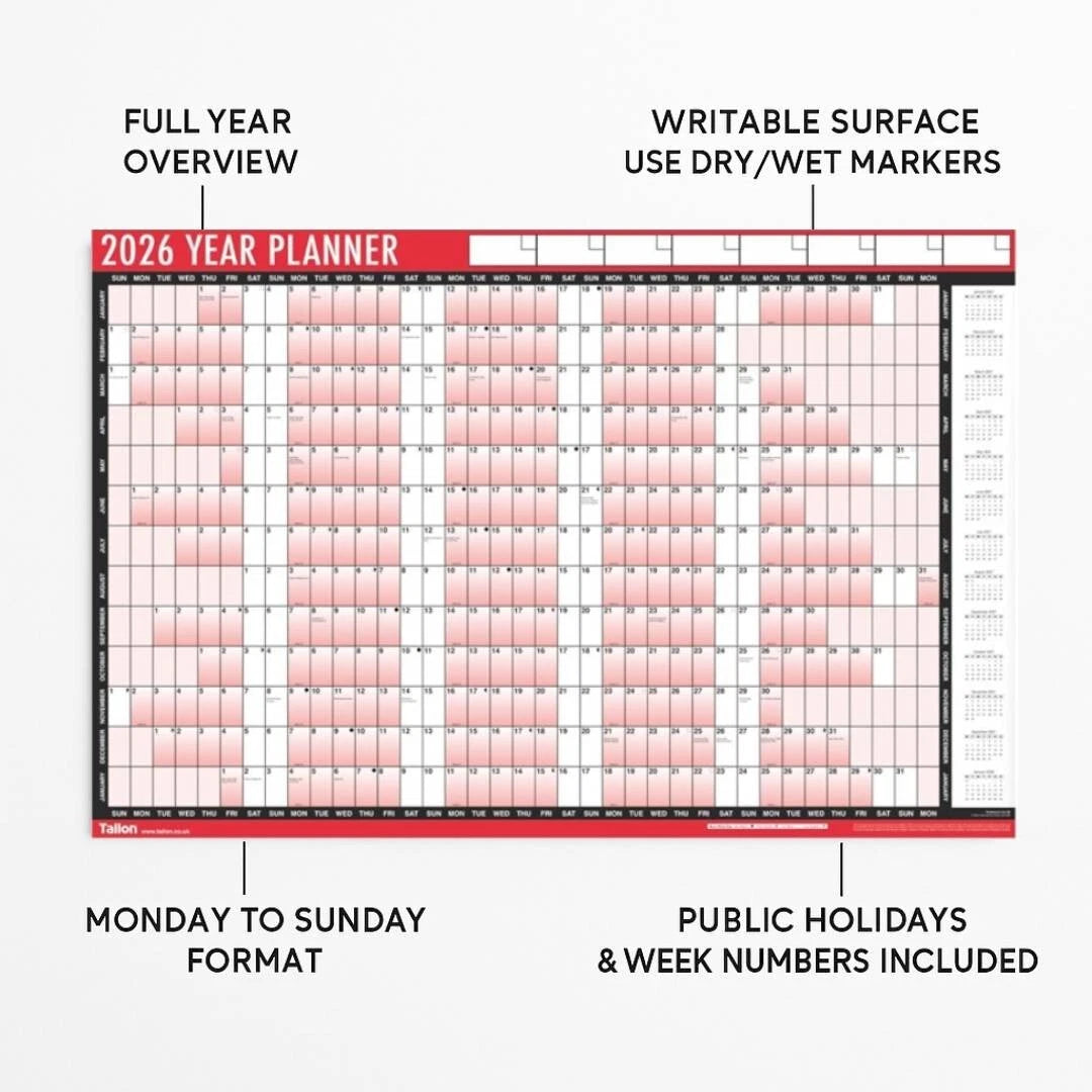 2026 Wall Calendar,Slim A4 Monthly Planner,Large Month to View Planner,Easy View