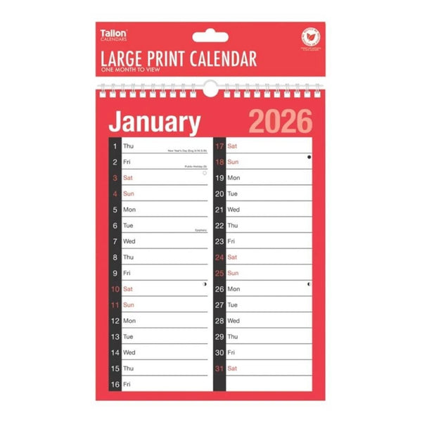 2026 Wall Calendar,Slim A4 Monthly Planner,Large Month to View Planner,Easy View