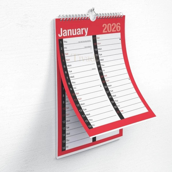 2026 Wall Calendar,Slim A4 Monthly Planner,Large Month to View Planner,Easy View