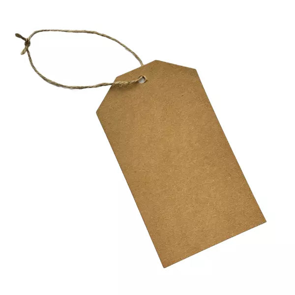 120 Kraft Gift Tags, Blank Kraft Tags, 8cm x 14cm Hang Paper Labels 200 GSM Paper, with String for Gifts, Presents, Wrapping, Birthdays, Wedding, Christmas
