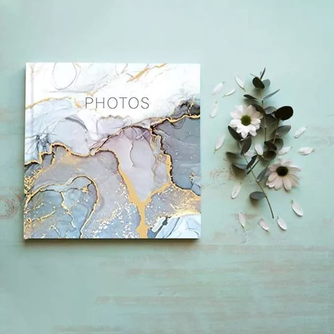 Picture This Grey & Gold Marble Design Photo Album Holds 200 Slip In 6'' x 4'' Photographs, Multi (7591)