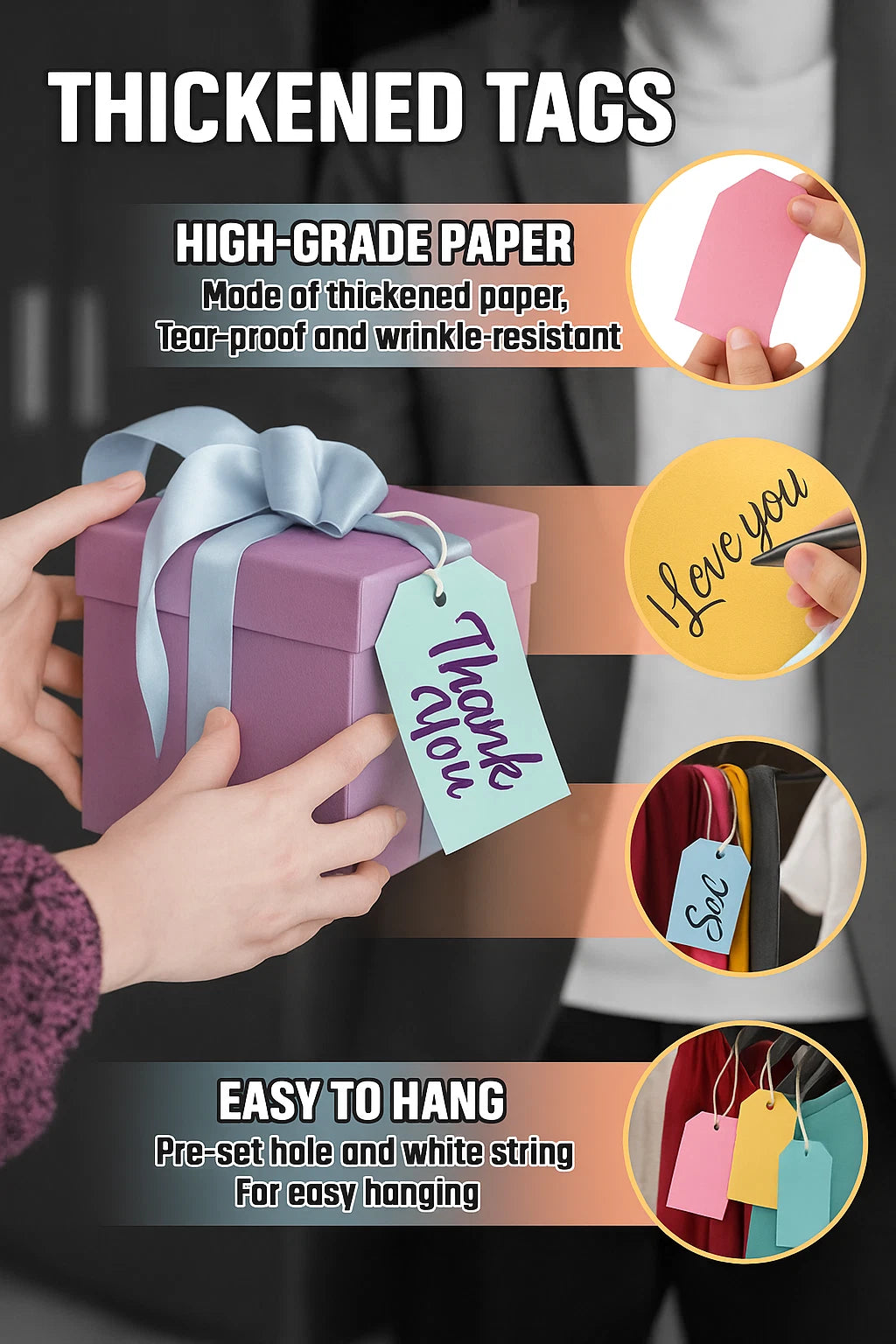 Luggage Tags 135x75mm Pack of 30 Just Stationery Travel Labels with Strings