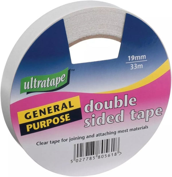 2 x Rolls Ultratape Double Sided Tape 19mm x 33m General Purpose Craft Joining