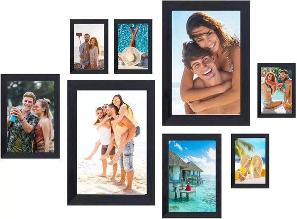 8 Pcs Multi Photo Frames Multiple Size Photograph, Black Picture Frame
