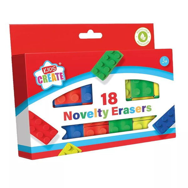 18 pcs Novelty Pencil Erasers, Shape of a Brick, Party Bag, School