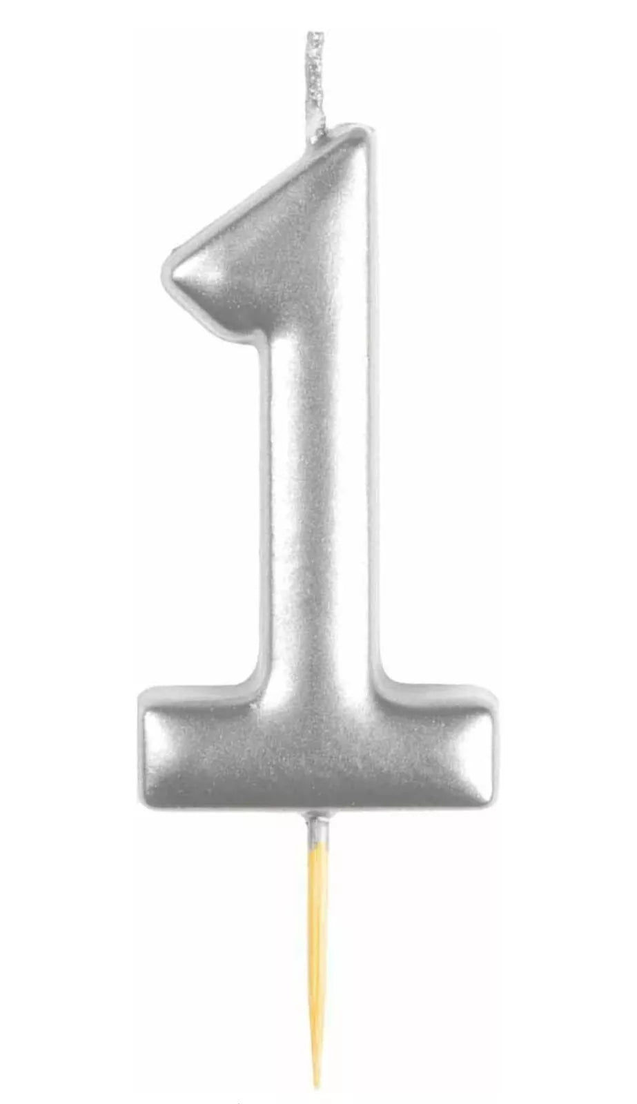 Metallic Silver Number Candles 0-9