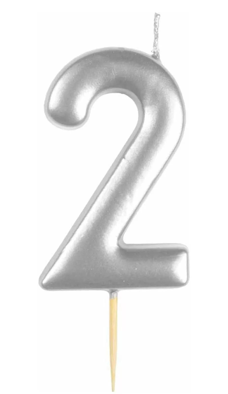 Metallic Silver Number Candles 0-9