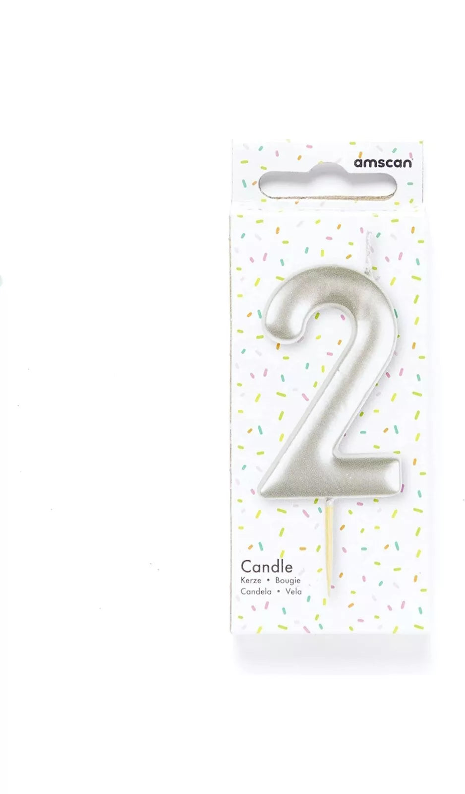 Metallic Silver Number Candles 0-9