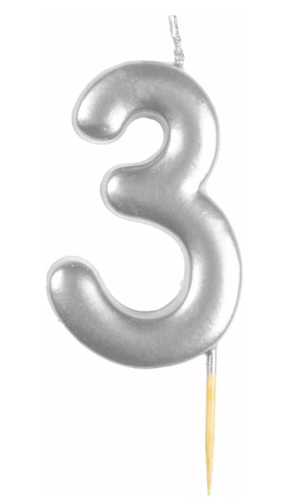 Metallic Silver Number Candles 0-9