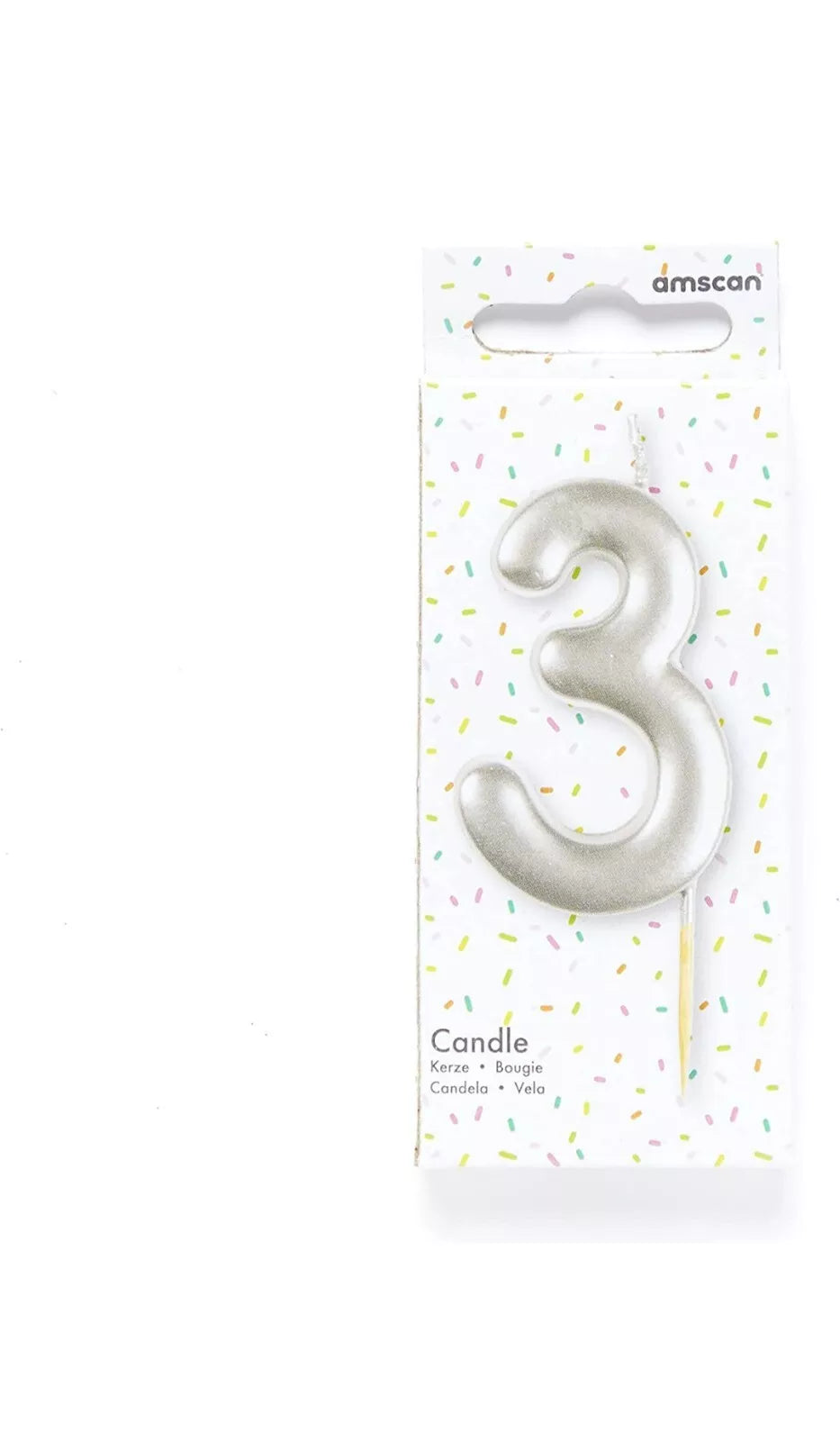 Metallic Silver Number Candles 0-9