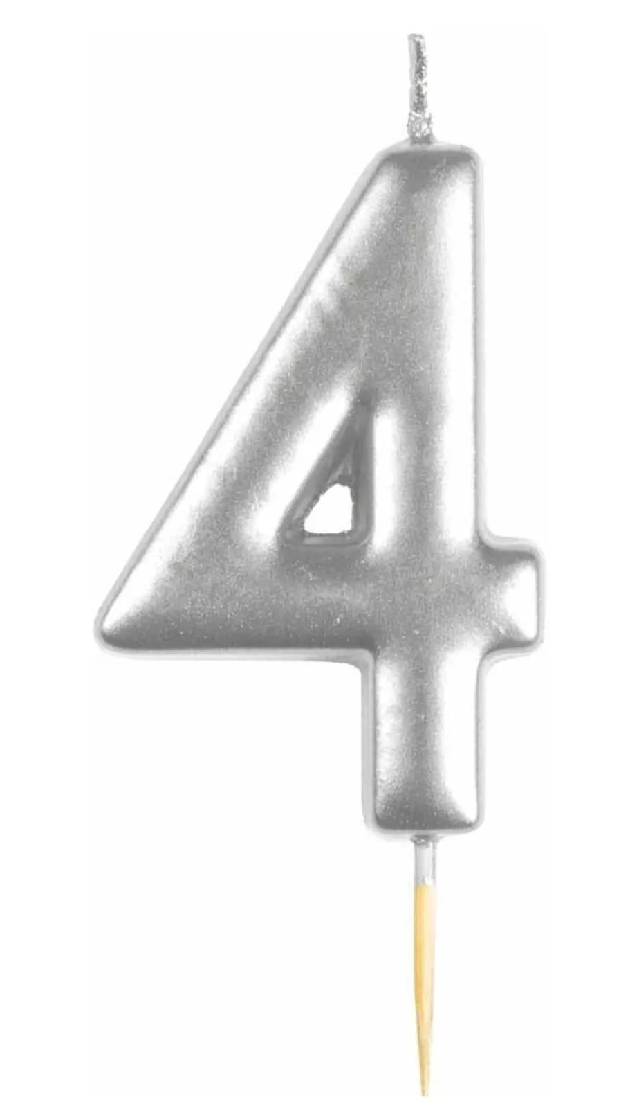 Metallic Silver Number Candles 0-9