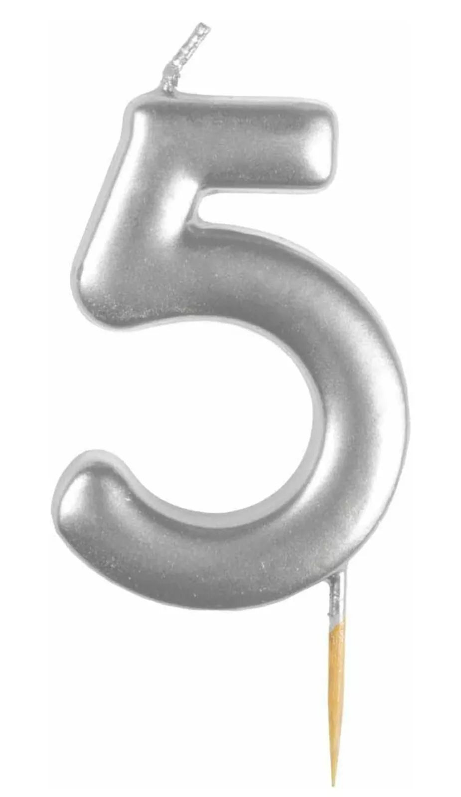 Metallic Silver Number Candles 0-9