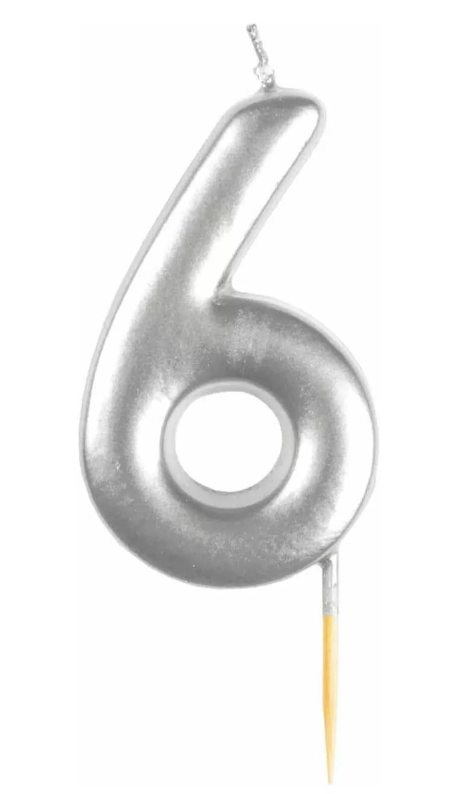 Metallic Silver Number Candles 0-9