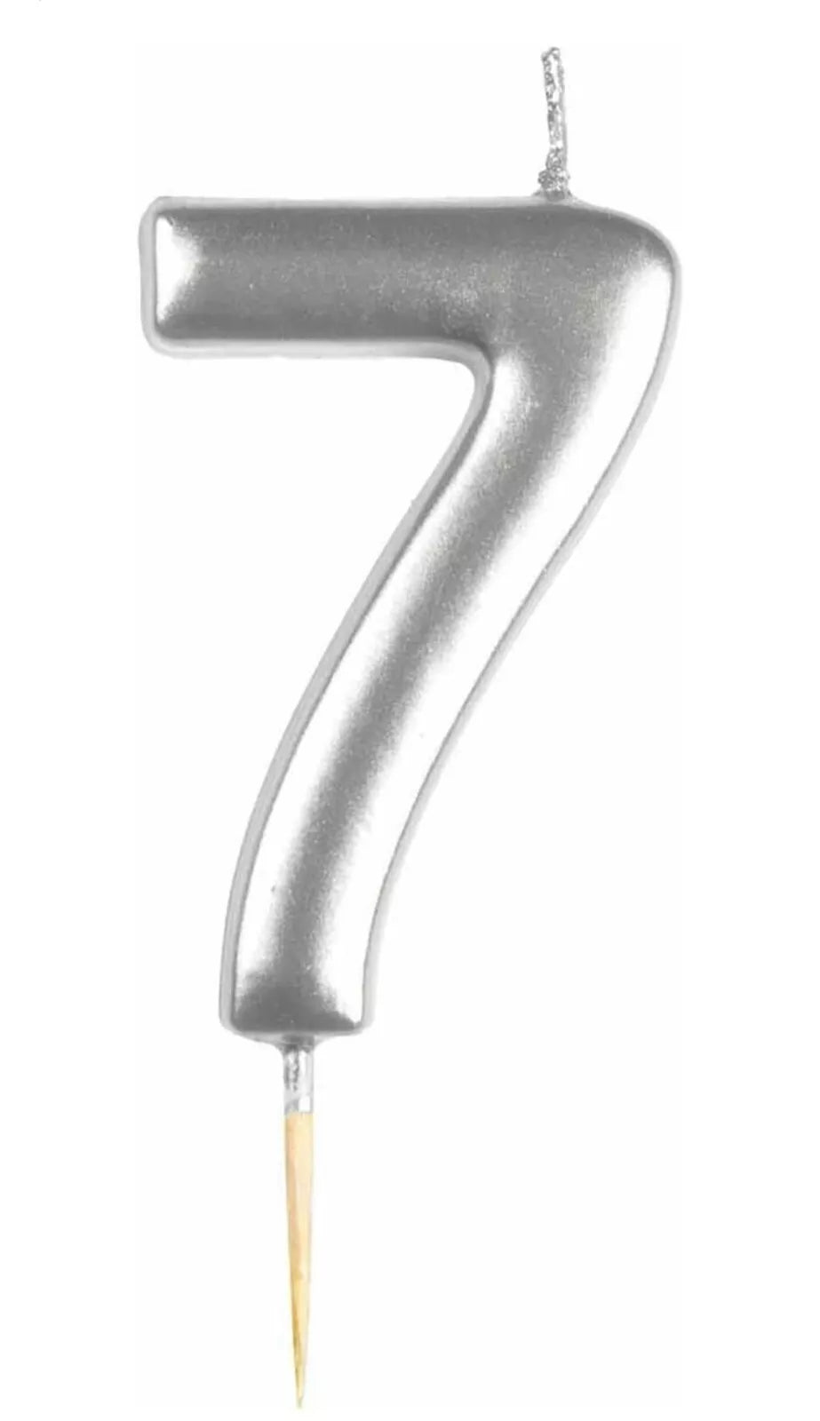 Metallic Silver Number Candles 0-9