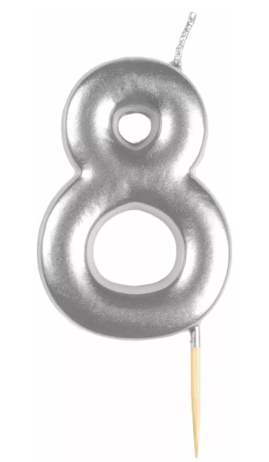 Metallic Silver Number Candles 0-9
