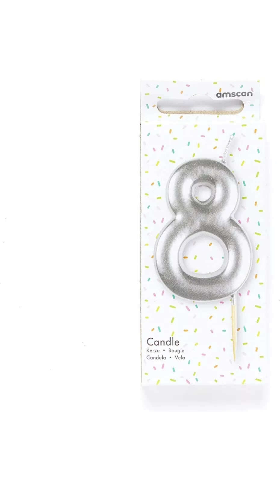 Metallic Silver Number Candles 0-9