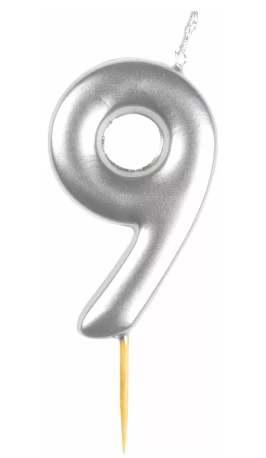 Metallic Silver Number Candles 0-9