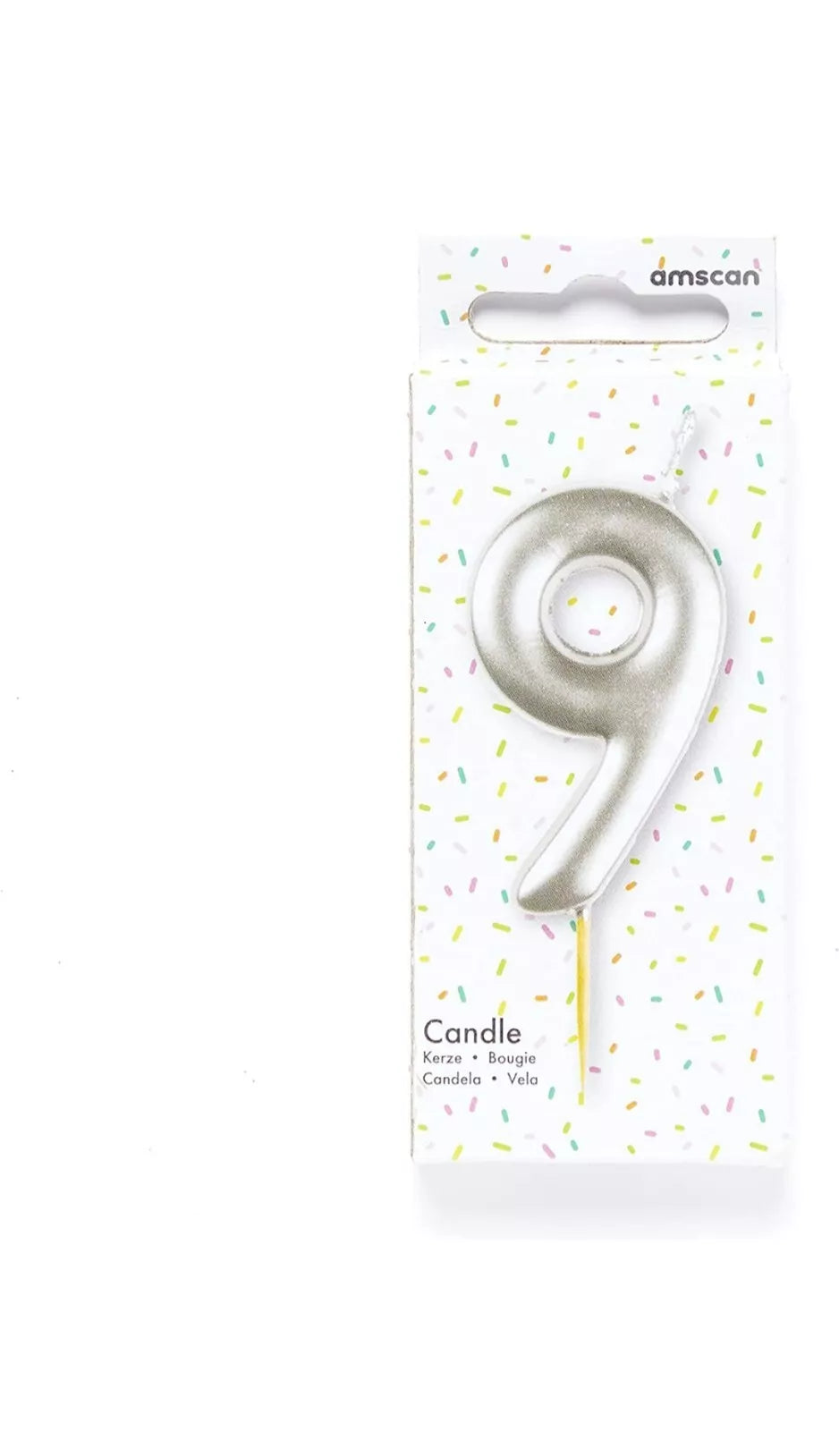 Metallic Silver Number Candles 0-9